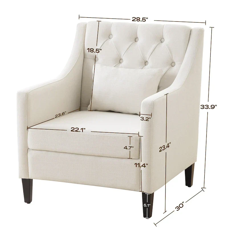 HUIMO Arm Chair Comfy Club Chair with Pillow Beige/ Dark Teal/ Blue