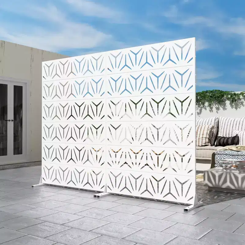 MAYEERTY Galvanized Steel Privacy Screens Outdoor and Indoor Divide with Freestanding Decorative White