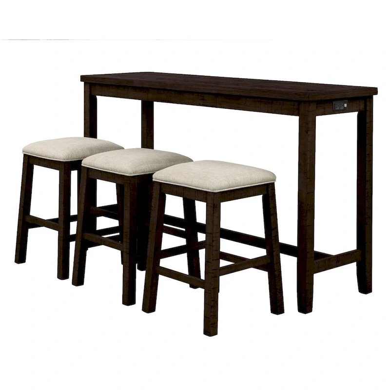 4 Pieces Counter Height Table with Fabric Padded Stools
