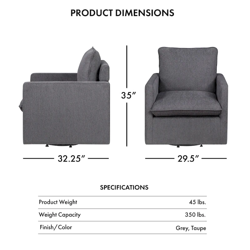 Kamile Transitional Linen Cushion Back Swivel Armchair by Furniture of America