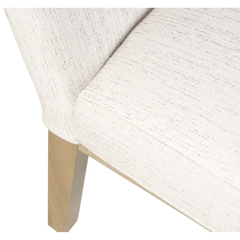 Modern Dining Chair White Woven Fabric Natural Wood Legs 19W x 23.5D x 33H Stain-Resistant Medium Firm Cushion Kitchen Seating Single Pack