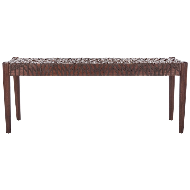 SAFAVIEH Mahalia Bandelier Wood & Leather Bench - 47 W x 16 D x 19 H - 47Wx16Dx19H