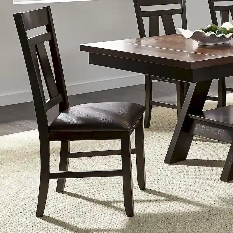 Espresso / Weathered Grey Splat Back Side Chair, Set of 2