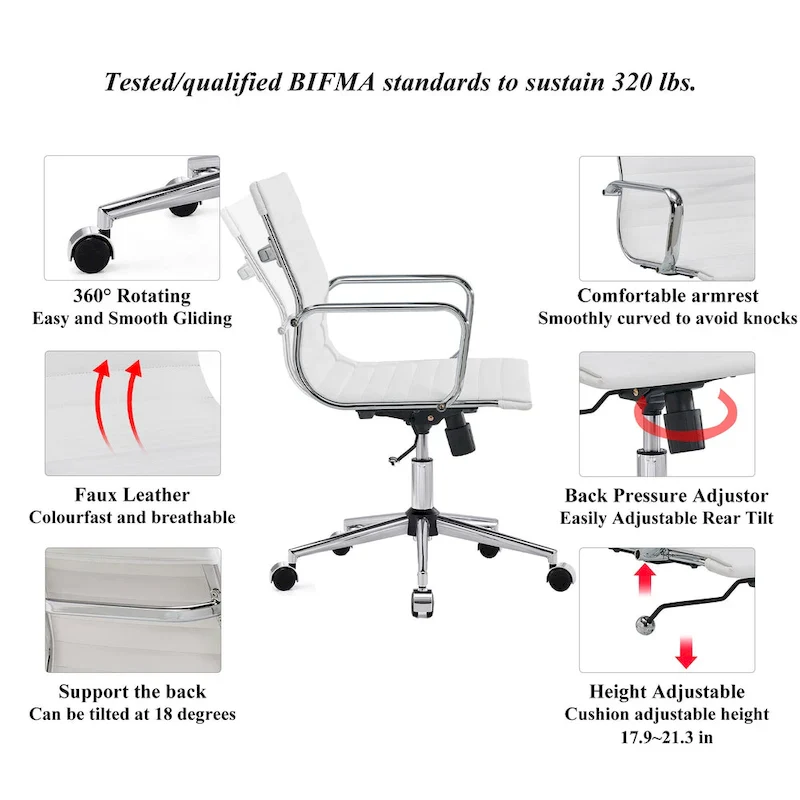 LUXMOD Ribbed Home Office Computer Chair Desk Chair