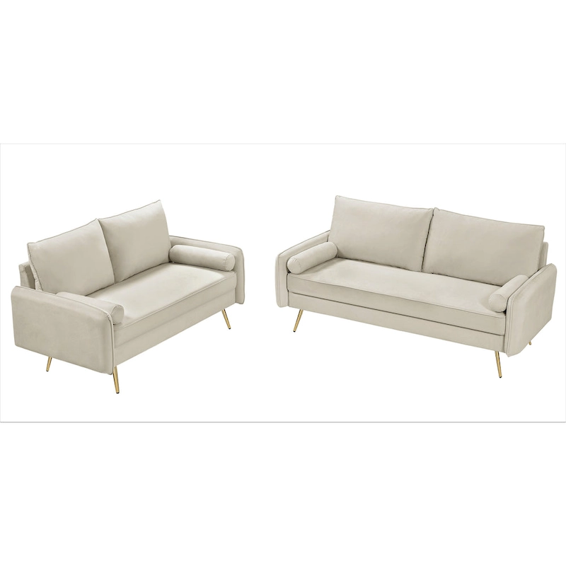 Villeda Velvet Mid-century modern 2PCS living room set