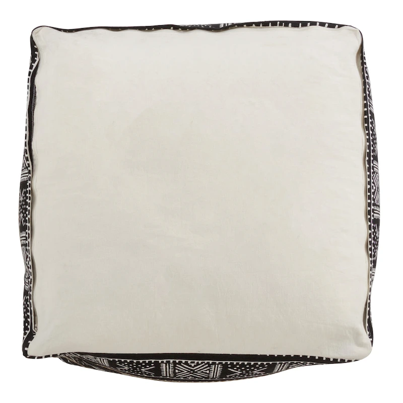 Floor Pouf With Dark Mudcloth Design