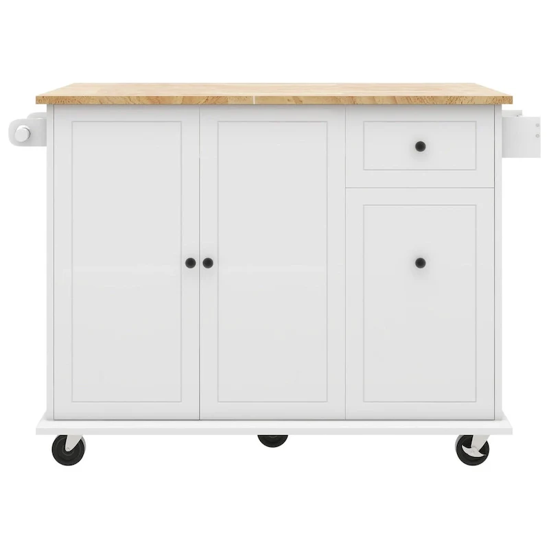 Kitchen Island with Drop Leaf,with Spice Rack, Towel Rack
