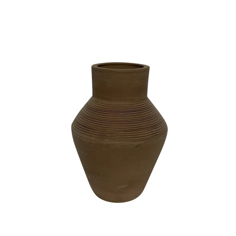 Terracotta Vase Natural Black H 8.7  & Dia 6.1  - Black