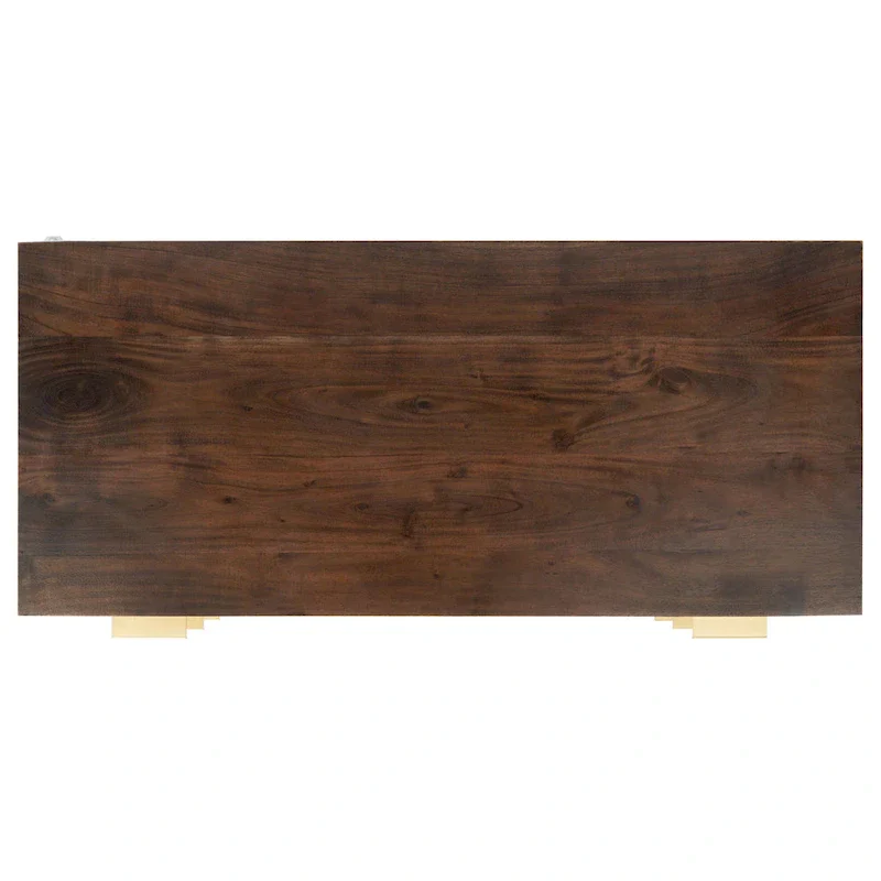 Walnut 3-Drawer Chest with Geometric Carved Details