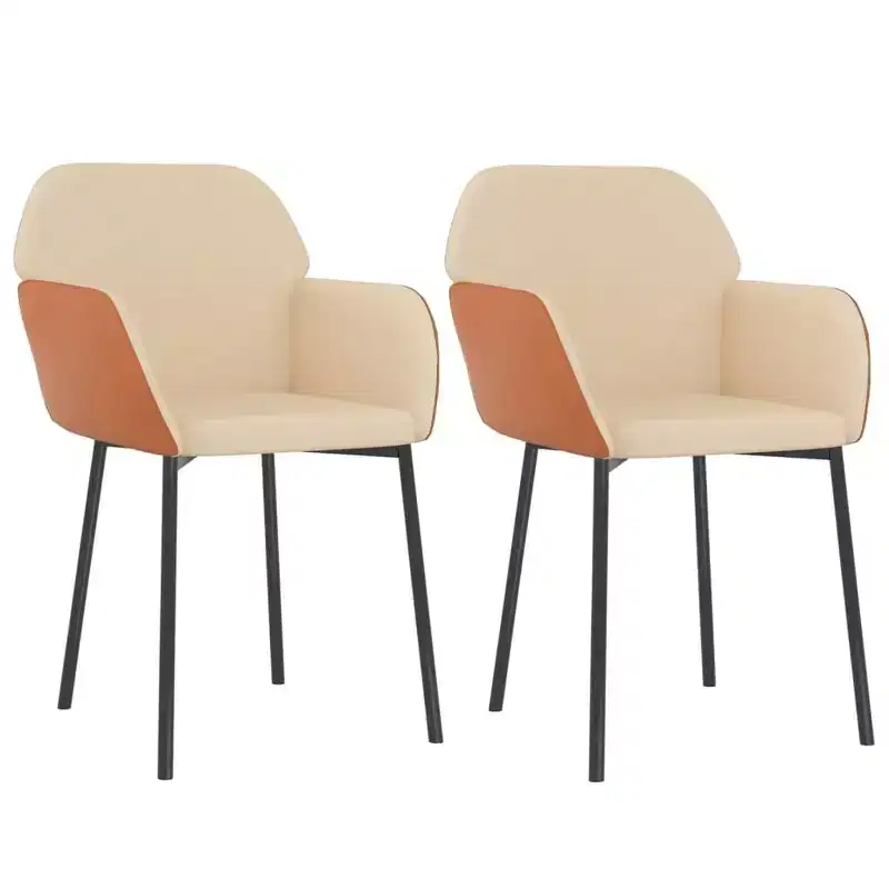 vidaXL Dining Chair Set of 2 Cream and Brown