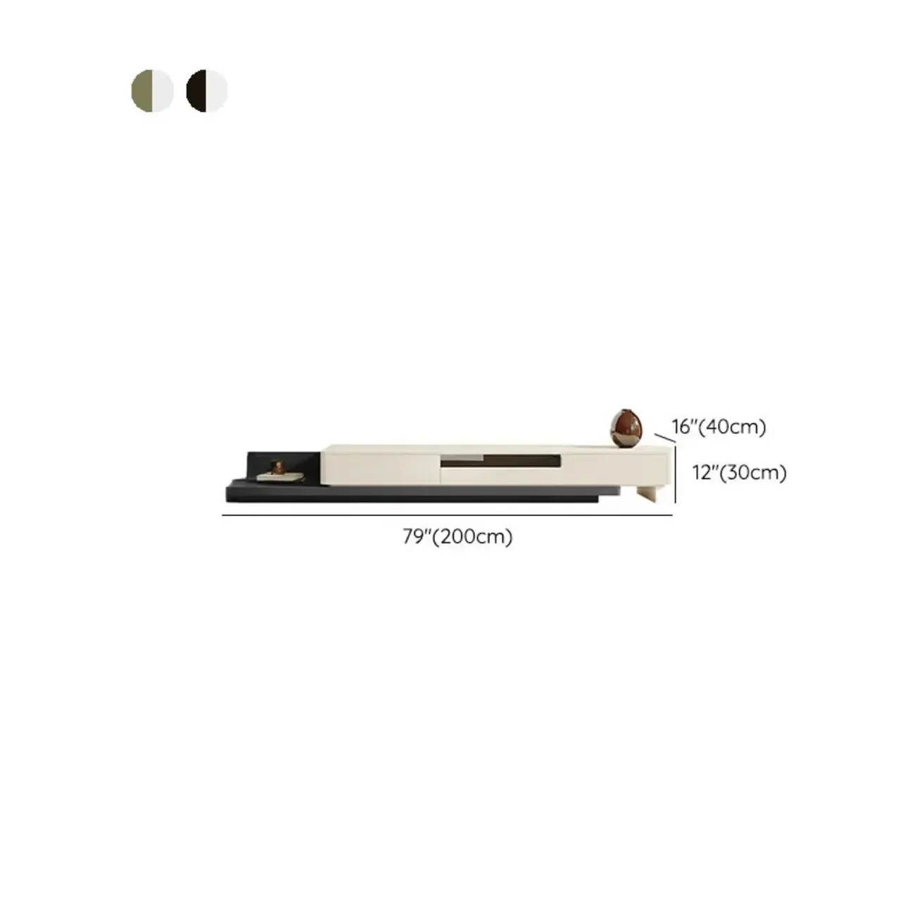 79 Green-White Wood Rectangle Cabinet TV Stand with Drawers