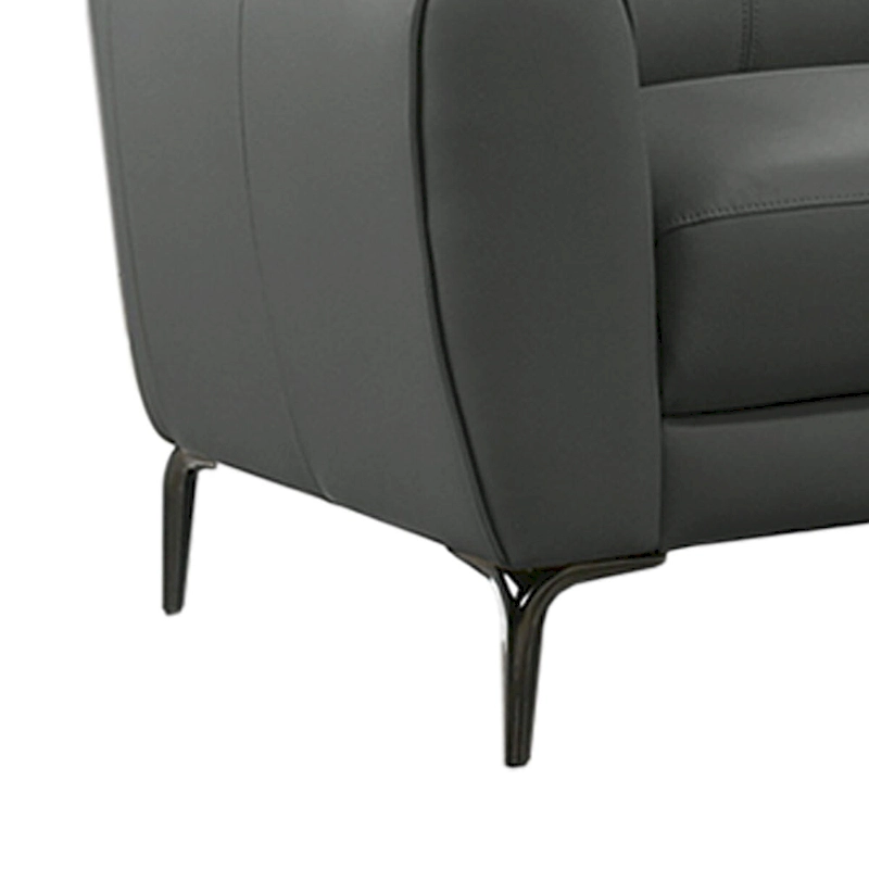 2 Piece Faux Leather Sectional Set with Metal Legs