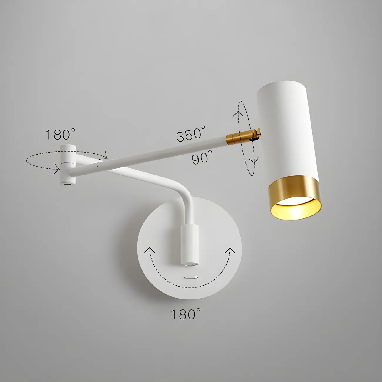 Modern Metal White Black Adjustable Swing Arm Wall Light