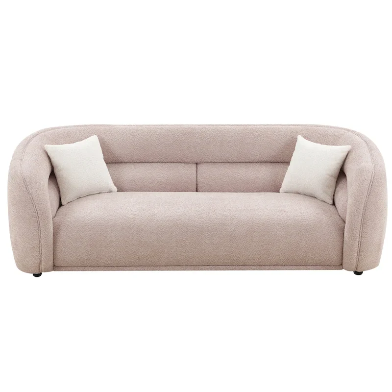 Modern Contemporary 91 Upholstered Curved Sofa With 2 Pillows for Living Room