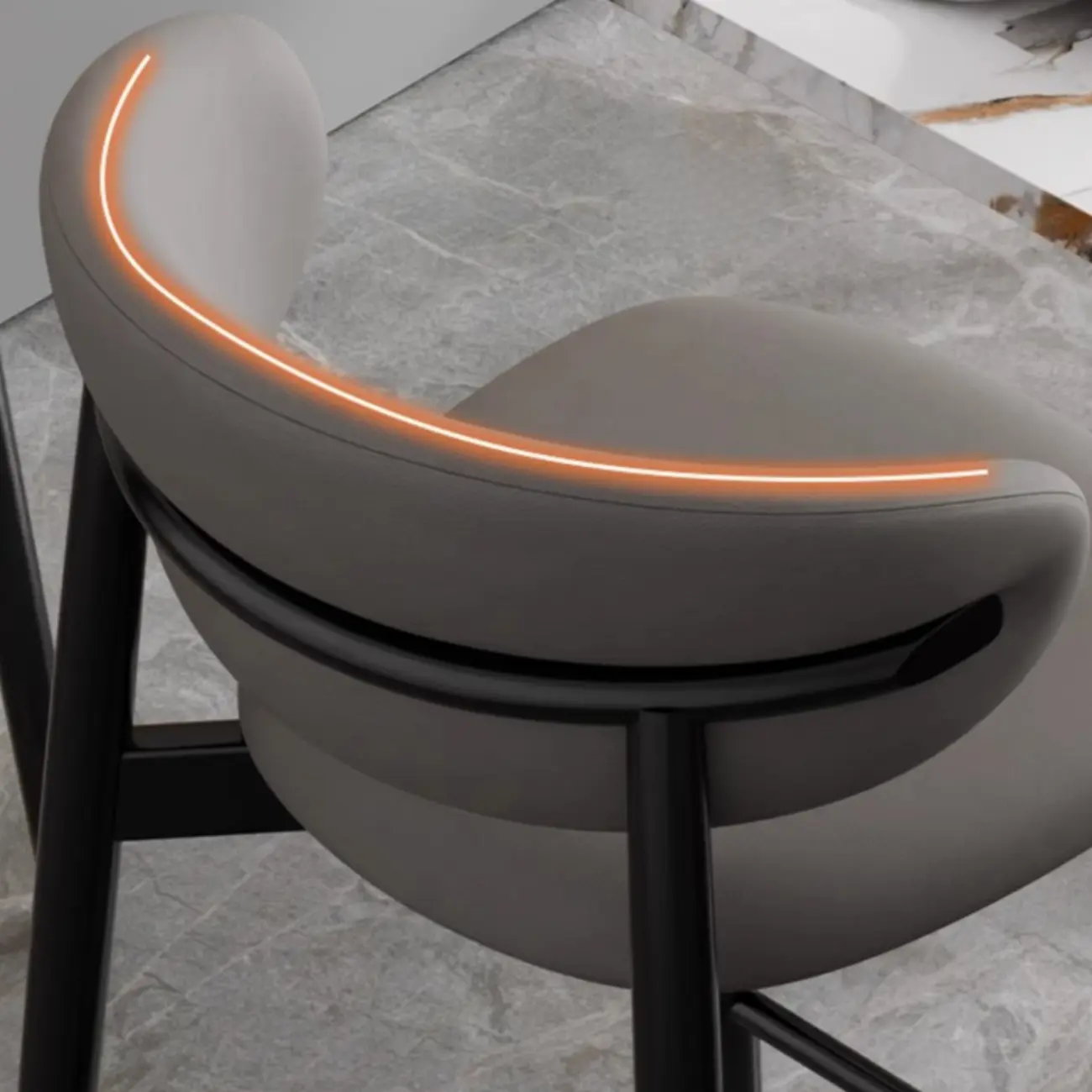 Art Deco Low Back Counter Height Leather Bar Stool