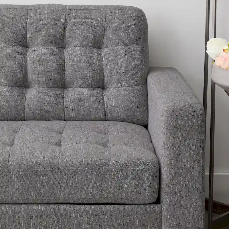 Brookside Brynn 76-in. Square-arm Faux Leather/Velvet/Fabric Sofa