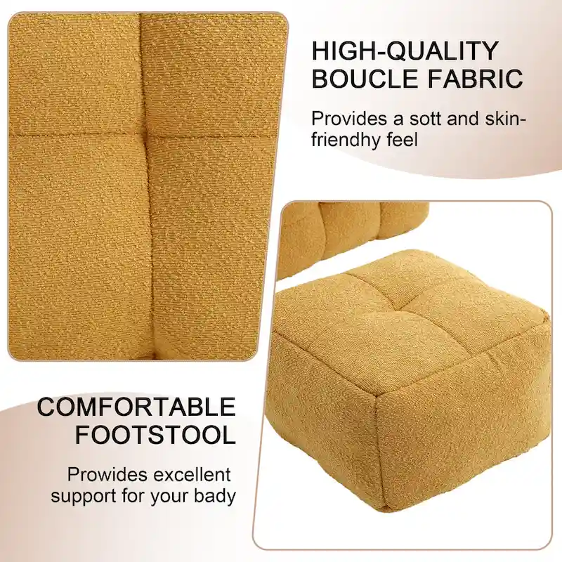 HOMEFUN Boucle Upholstered Tufted Modern Single Side Sofa Chair with Ottoman