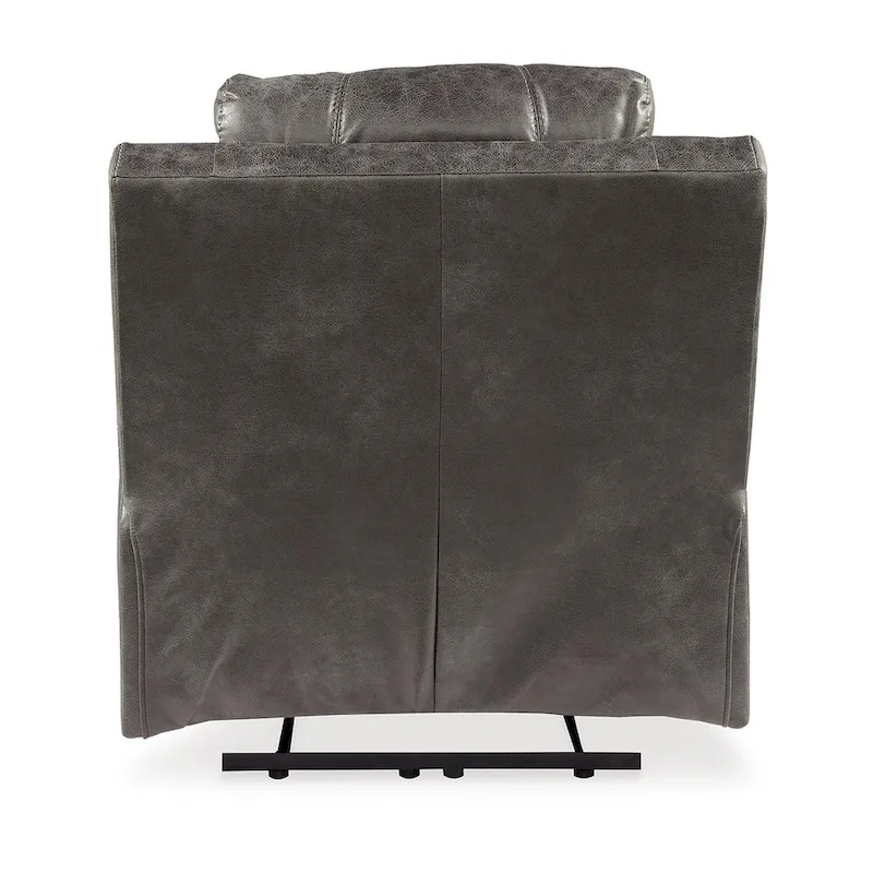 Dual Power Recliner Chair, Adjustable Headrest, Gray Faux Leather