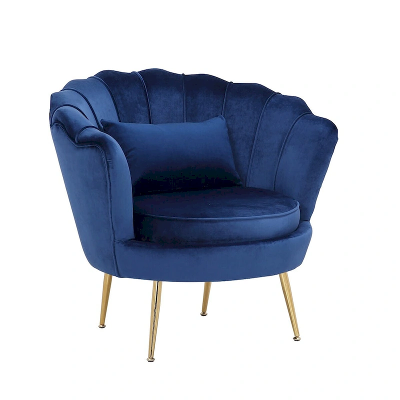 Blue Velvet Lounge Chair - 29 H x 32.5 W x 31.5 D