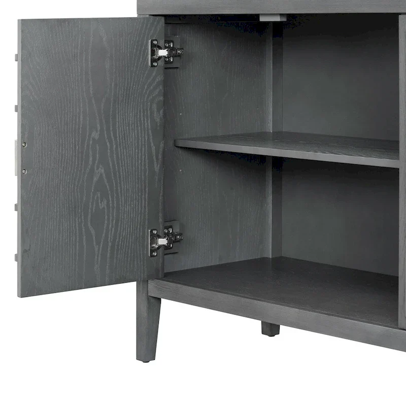 Retro Sideboard with Circular Groove Design Metal Handle