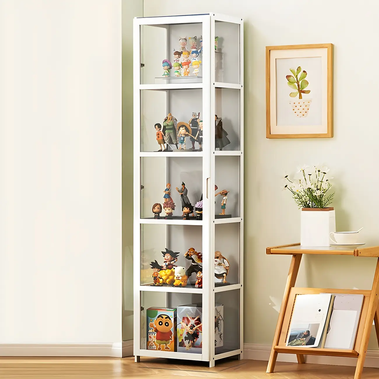 Modern Natural Bamboo Acrylic Standard  Display Cabinet