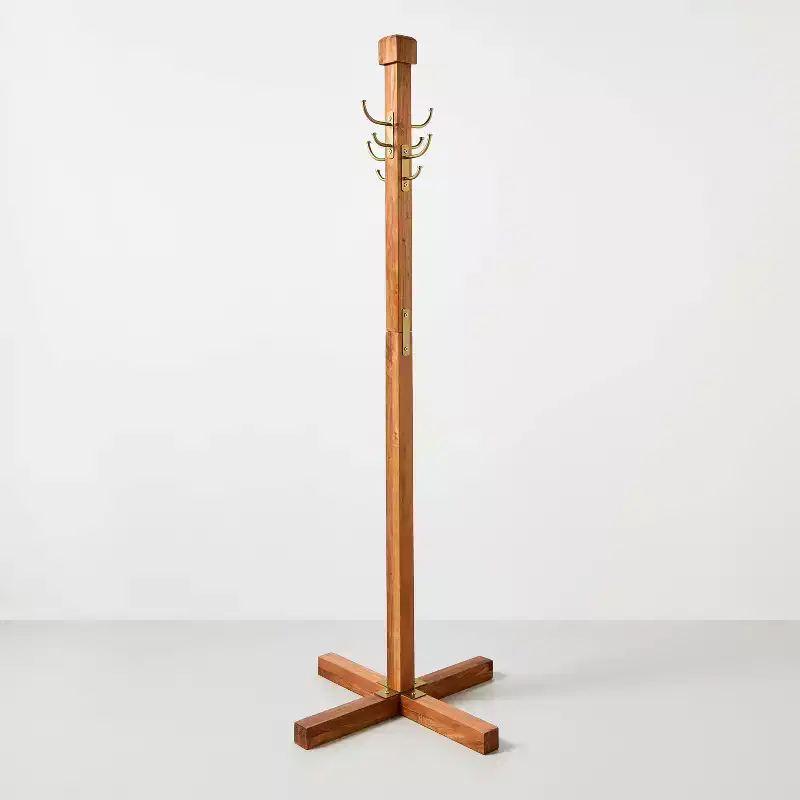 Wood and Metal Coat Rack Brass Finish - Hearth & Hand™ with Magnolia