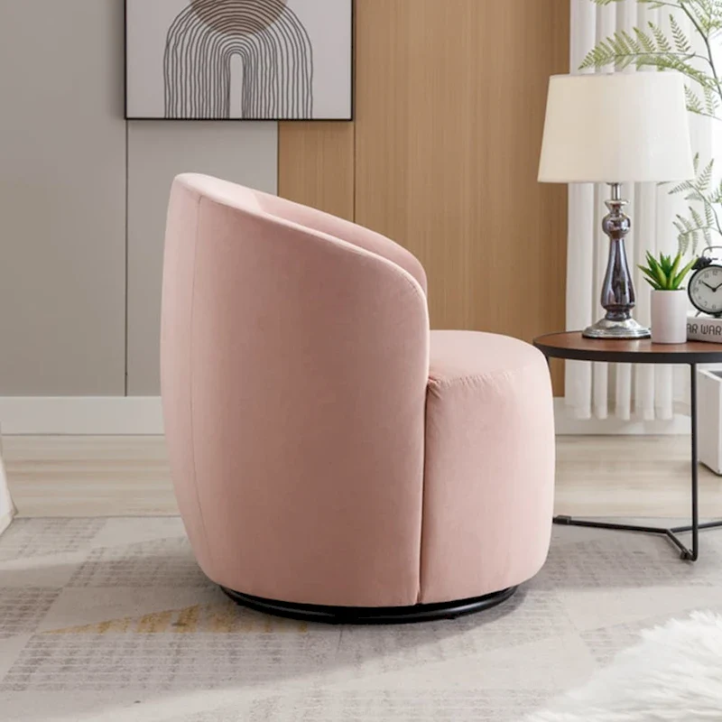 Velvet Swivel Accent Armchair Barrel Chair With Powder Coating Ring