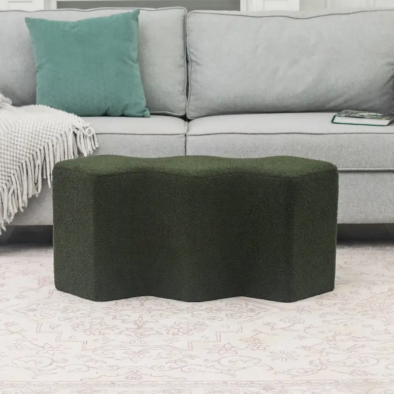 Velvet Polygon Ottoman Bench - 35 Long Footstool
