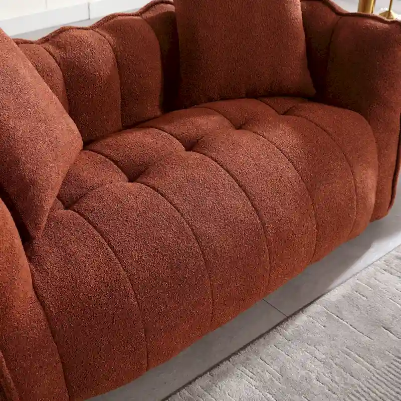 Modern 65-Inch Chenille Tufted Loveseat Accent Chair with High-Resilience Foam