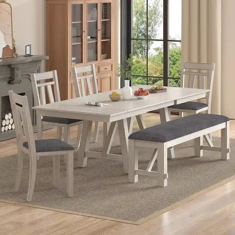 Solid Wood Dining Chair with Linen Fabric Seating