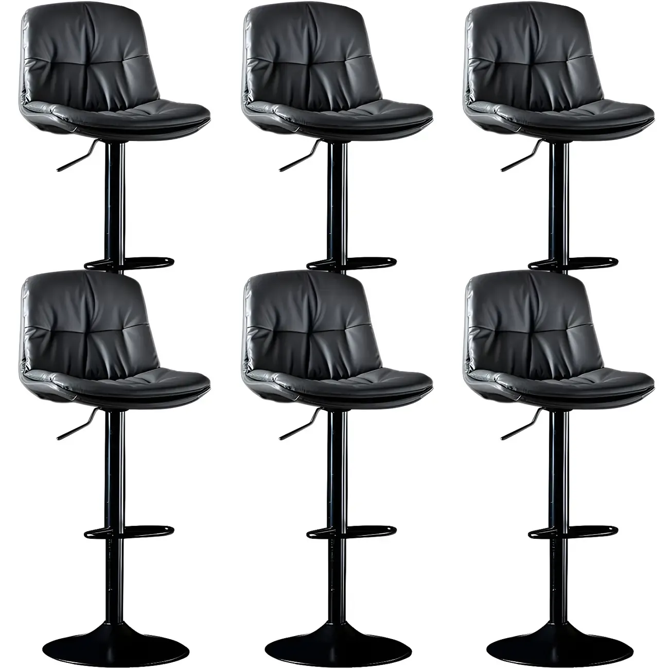Adjustable Leather Low Back Swivel Bar Stool