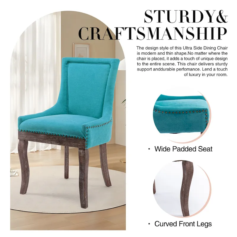 Traditional Tufted Ultra Upholstered Wingback Dining Chair Set of 2