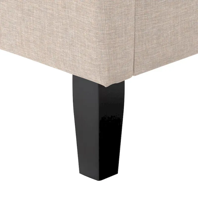 Bellevue Upholstered Tufted Panel Bed King – Solid Wood Legs, No Box Spring Needed