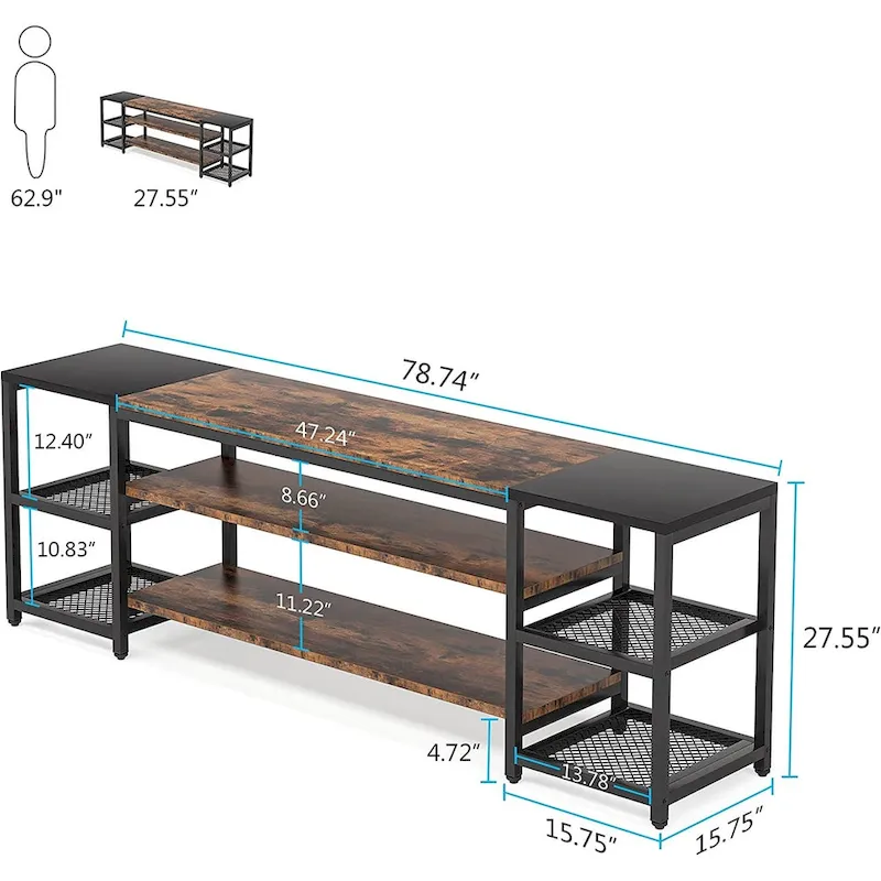 78 Inches TV Stand Entertainment Center Stand, TV Console Table