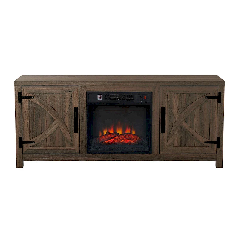 58-inch Farmhouse Electric Fireplace TV Stands Console Table with Electric Fireplace