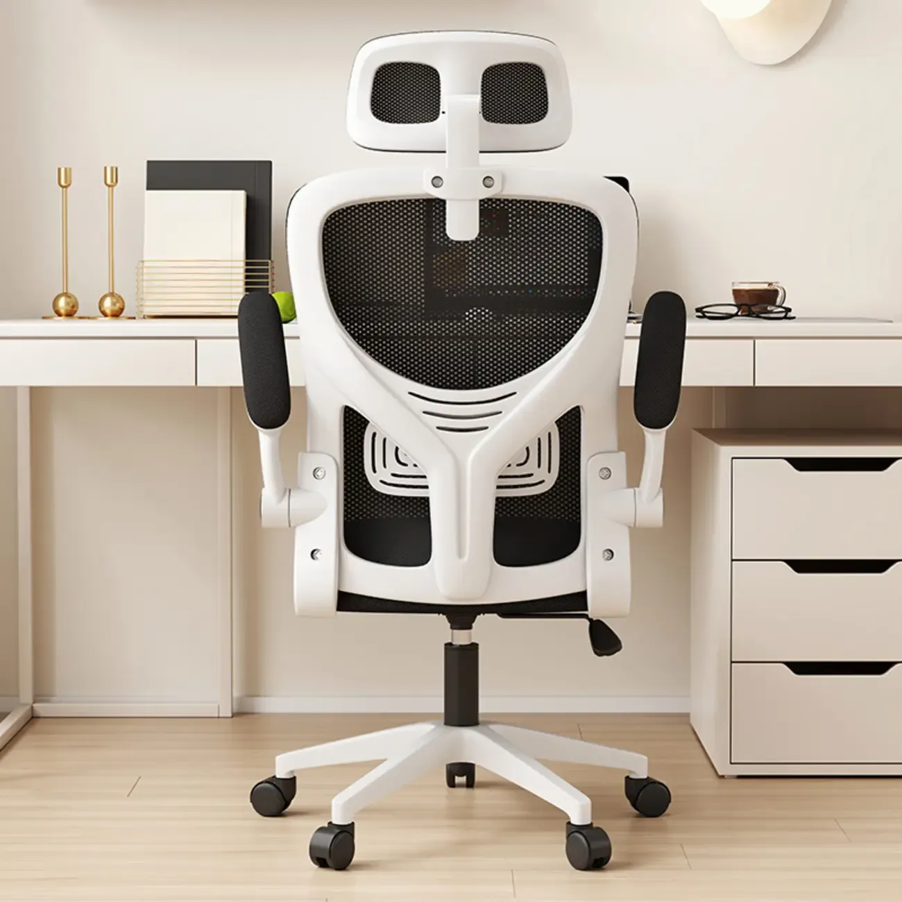 Ergonomic Black White Mesh Adjustable Office Chair