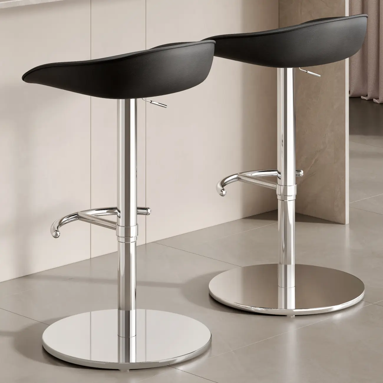Industrial Modern Pedestal Leather Bar Stools