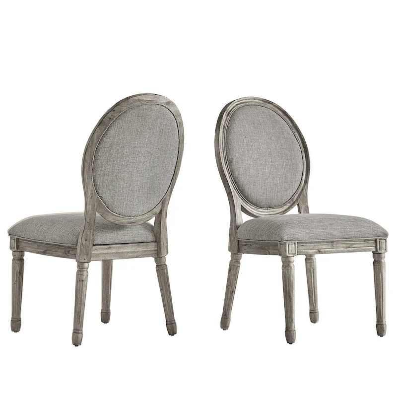 Deana Round Linen and Wood Dining Chairs (Set of 2) by iNSPIRE Q Artisan