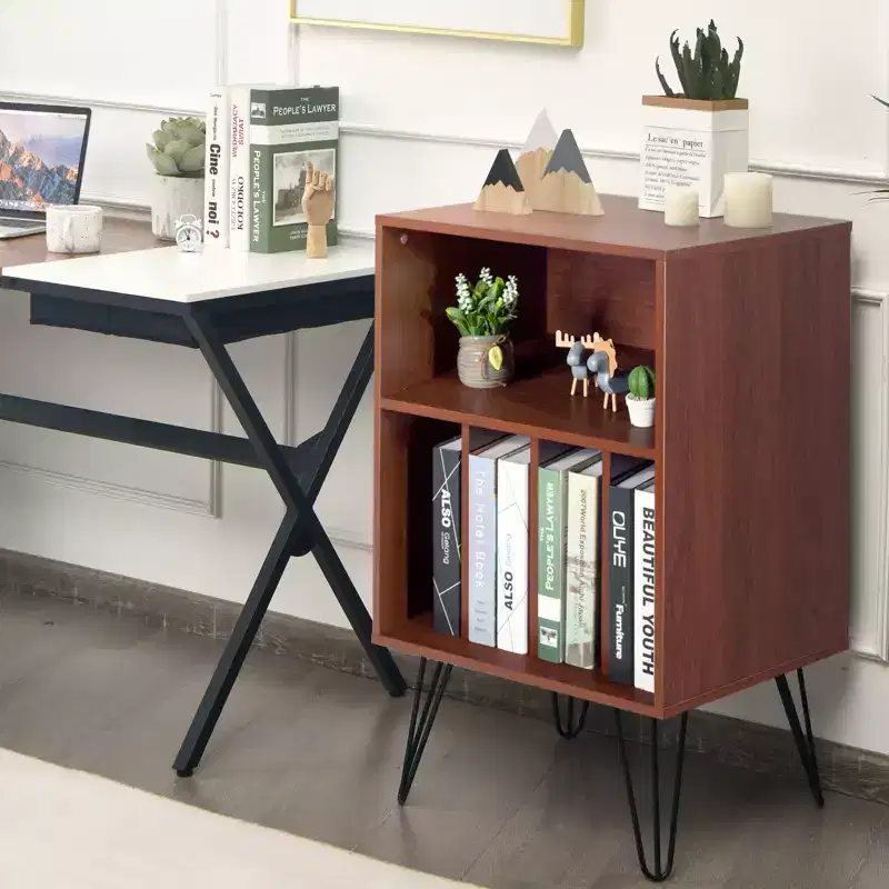 Costway File Cabinet W/Split Storage Space Saving Standing Display Bookshelf Metal Legs