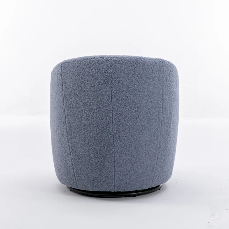 360° Swivel Barrel Accent Chair – Soft Teddy Fabric, Ergonomic Backrest