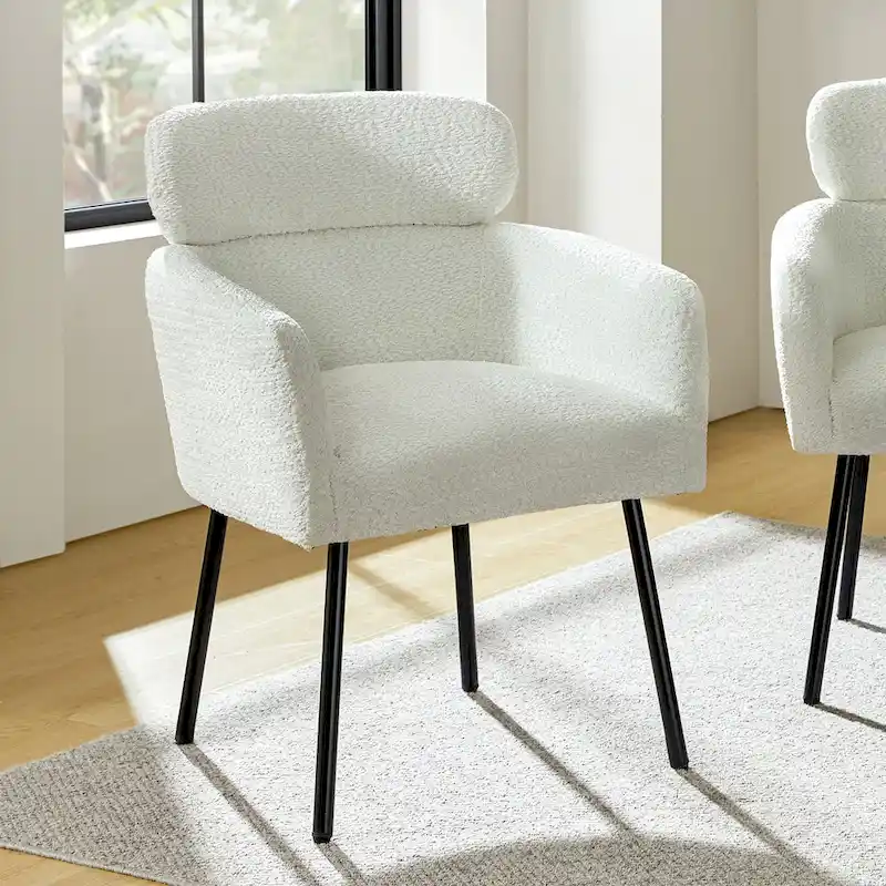 Amos Modern Boucle Dining Chair with Adjustment Feet by HULALA HOME