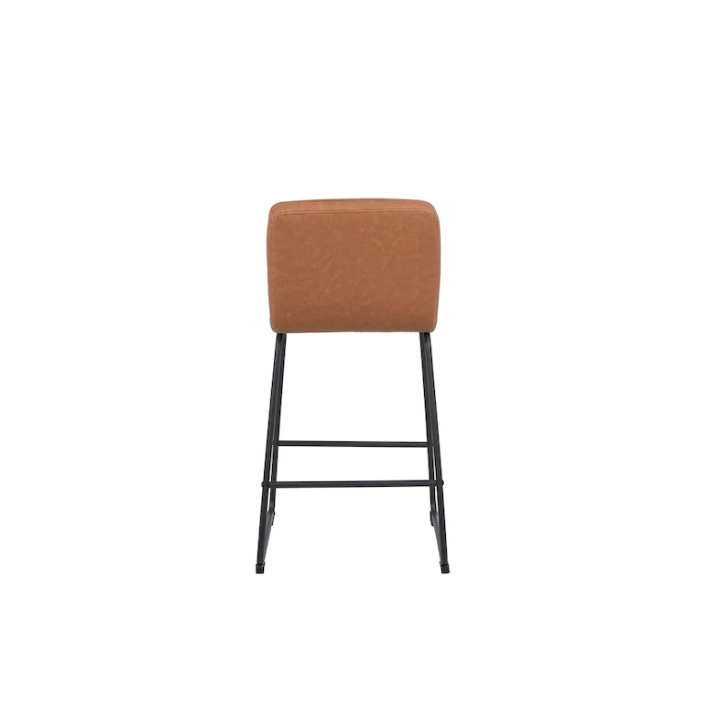 Black Faux Leather Counter Stool with Low Back