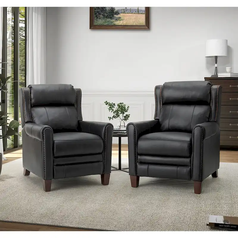 Felisa 32.48 Wide Genuine Leather Manual Recline Set of 2