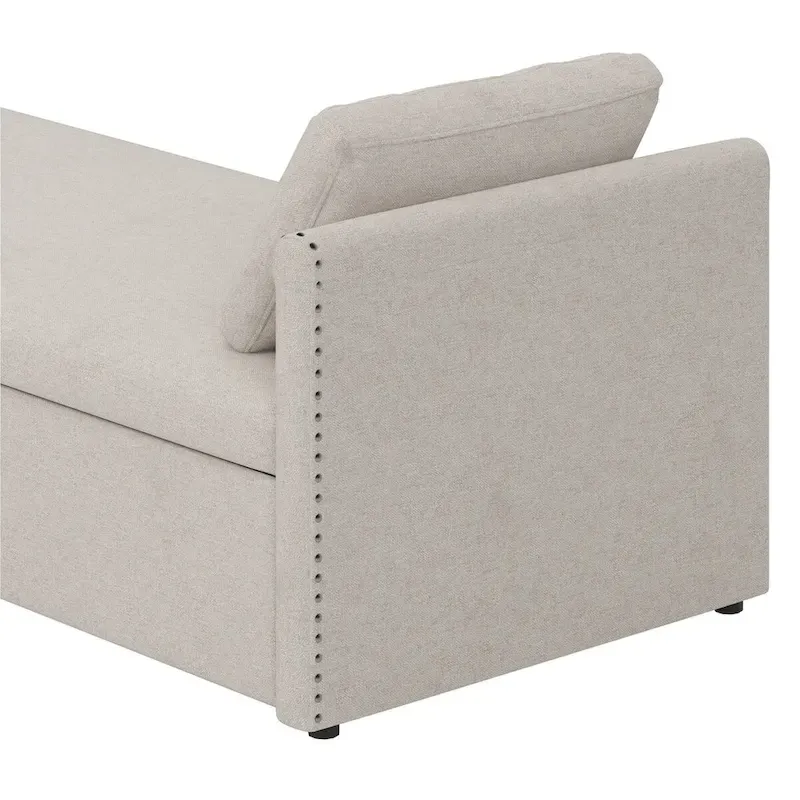 Modern Upholstered Chaise Lounger Daybed Small Single Daybed with 2 Drawers, No Mattress Needed