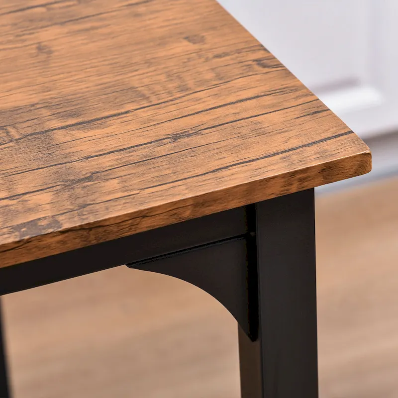 Modern Style 5-Piece Dining Set with Square Counter Height Bar Table and 4 Footrest Open Back Dining Chairs