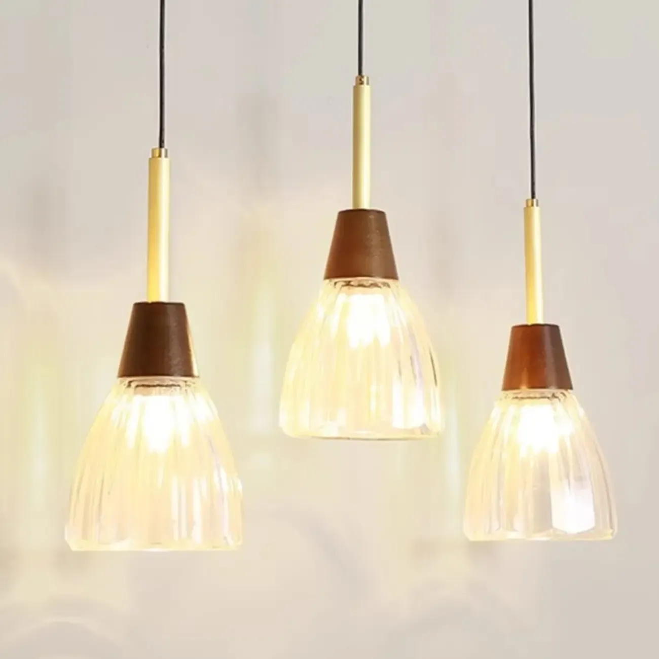 Modern Glass Dome Island Pendant Light in Walnut