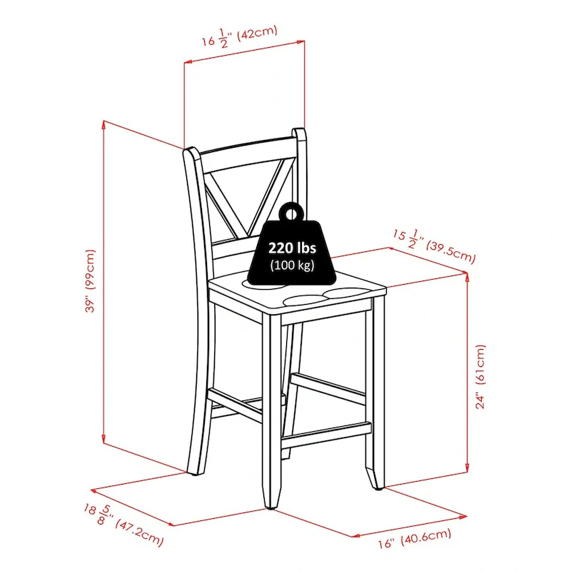3-Pc Drop Leaf Table with V-Back Counter Stools, Walnut