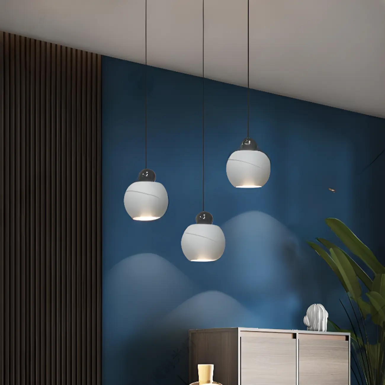 Modern Glass Globe LED Bedroom Hanging Pendant Light