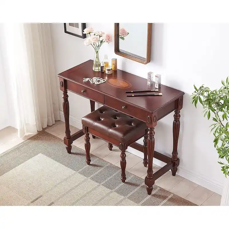 Traditional Shoe Bench with Button Tufted Pad Wood Turned Legs, Upholstered Entryway Bench