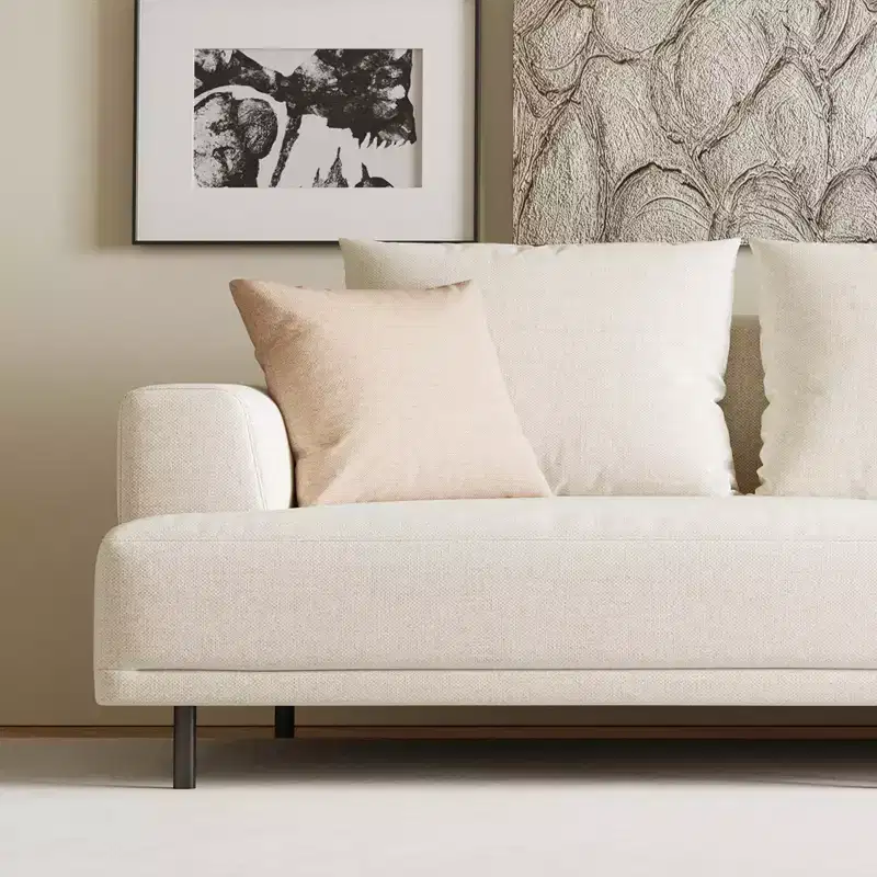 Luck Live Modern Breathable Cotton-Linen Fabric Sofa, couch,Solid Wood Frame, High-Elastic Sponge Seat Cushion Light Beige